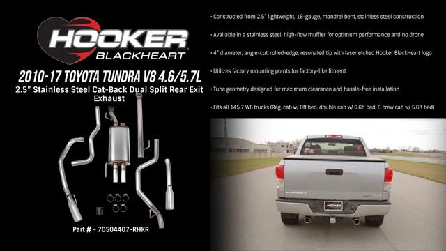 2010-2017 Toyota Tundra V8 4.6/5.7L - Hooker Blackheart Cat-Back Dual Exit Exhaust 70504407-RHKR смотреть онлайн