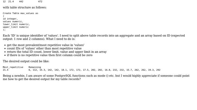 Databases: How to split table records into aggregate and array in PostgreSQL? смотреть онлайн