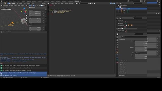 Blender пишем скрипт на python (Hello World) смотреть онлайн