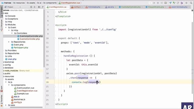 Tranvas: 17 Register to an event - Laravel application with Vuejs component смотреть онлайн