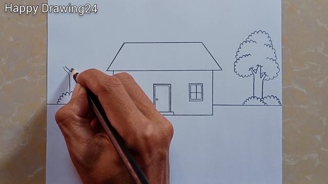 How to draw simple house scenery with pencil/very easy របៀបគូរគំនូរទេសភាពដោយប្រើខ្មៅដៃងាយៗ смотреть онлайн