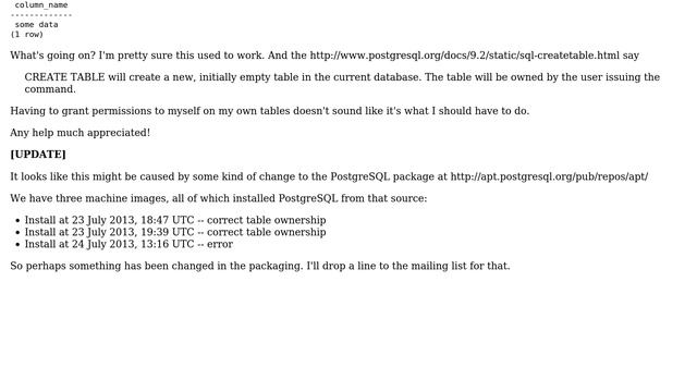 PostgreSQL CREATE TABLE creates with incorrect owner (2 Solutions!!) смотреть онлайн