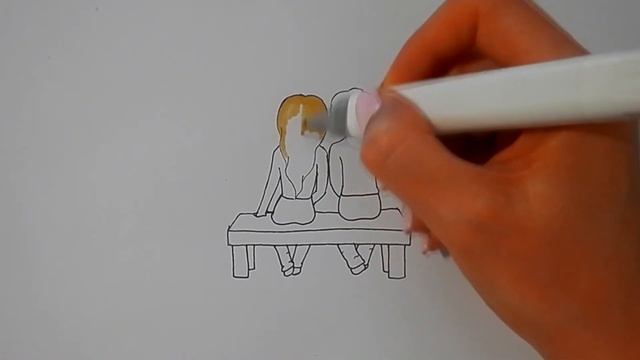 Как нарисовать ПАРНЯ И ДЕВУШКУ НА ЛАВОЧКЕ/1083/How to draw A GUY AND A GIRL ON a BENCH смотреть онлайн