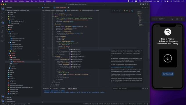 Flutter UI - Animated Progress Download Bar with Rive / Speed Code смотреть онлайн