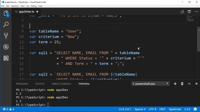 TYPESCRIPT (ПЕРЕМЕННЫЕ, ДЕСТРУКТУРИРОВАННИЕ, ИНТЕРПОЛЯЦИЯ, ФУНКЦИИ, КОРТЕЖИ) смотреть онлайн