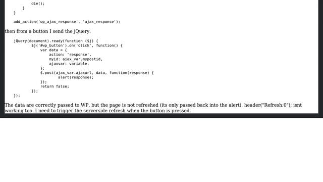 Wordpress: How to refresh a page from jquery? смотреть онлайн