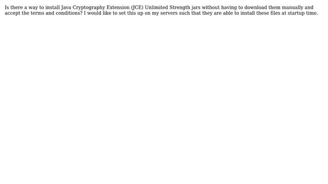 Headless install of Java Cryptography Extension (JCE) Unlimited Strength? смотреть онлайн