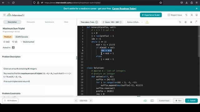 Maximum Sum Triplet | Interviewbit | Explained in Hindi with Python and C++ Part 2 смотреть онлайн