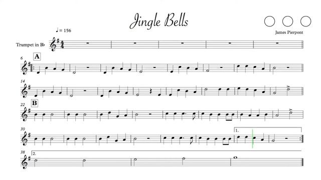 Jingle Bells trumpet score (Колокольчики ноты для трубы) смотреть онлайн