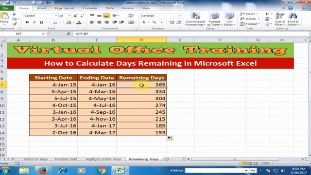 How to Calculate Days Remaining in Microsoft Excel : Excel Tips and Tricks смотреть онлайн