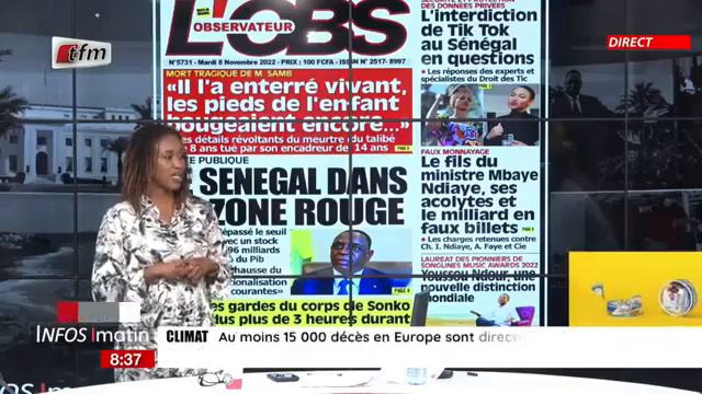 Unes de L'Obs et Record avec Sokhna Natta MBAYE - Infos matin du 08 Novembre 2022 смотреть онлайн