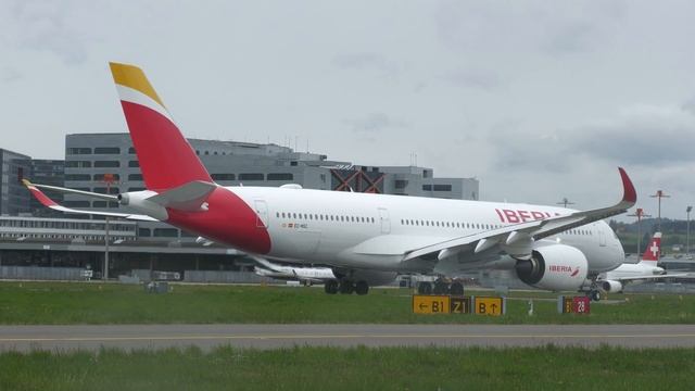 Iberia Airbus A350-900 [EC-NSC] very light takeoff at Zurich Airport смотреть онлайн