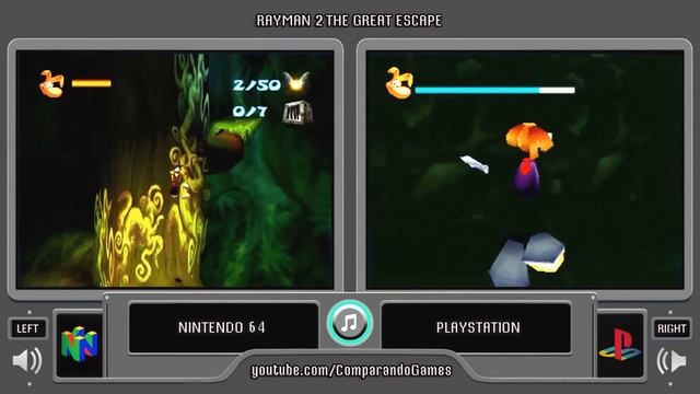 Rayman 2 (Nintendo 64 Vs Playstation) Side By Side Comparison