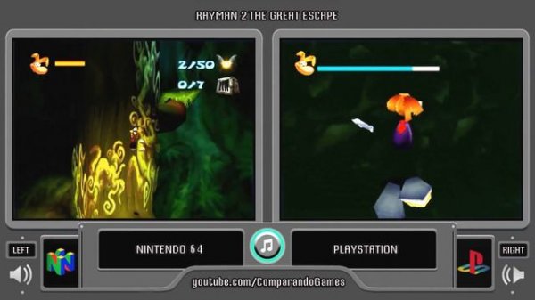 Rayman 2 (Nintendo 64 vs Playstation) Side by Side Comparison