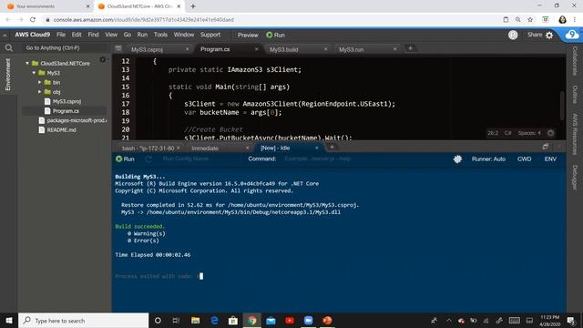 AWS Tutorial - AWS Cloud9 Amazon S3 and .NET Core 3.1 смотреть онлайн