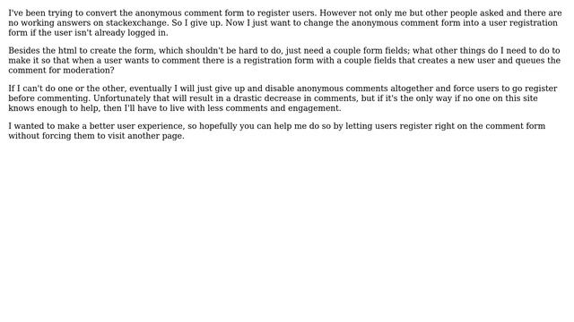 Wordpress: How to replace anonymous comment form with a registration form on wordpress? смотреть онлайн