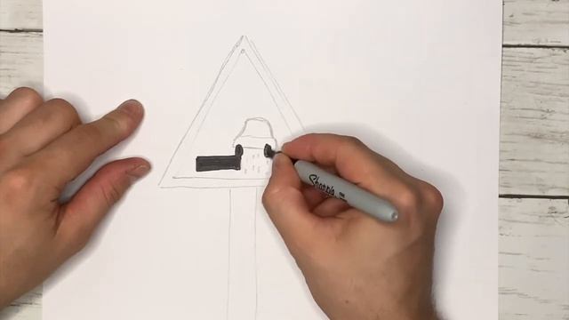 Как нарисовать Дорожный Знак Опасная Обочина|Рисуем знаки Дорожного Движения смотреть онлайн