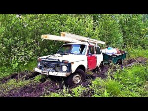 ПРОБИРАЮСЬ В ТАЙГУ, МЕГА ПРИЦЕП ТОПИТ НИВУ В БОЛОТЕ! НАЧАЛО ДЛЯ БАНИ ПОЛОЖЕНО!