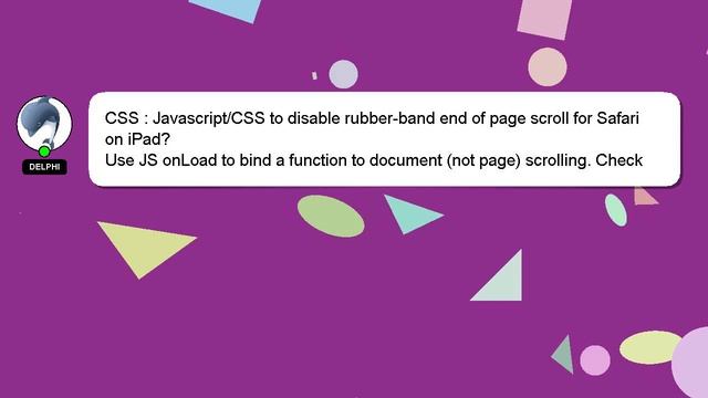 CSS : Javascript/CSS to disable rubber-band end of page scroll for Safari on iPad? смотреть онлайн