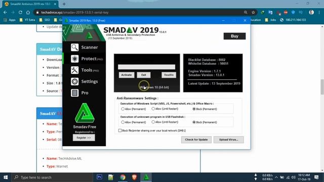 SmadAV Antivirus 2019 rev 13.1.2 Serial key crack PRO version Free Download [Update: October 2019] смотреть онлайн