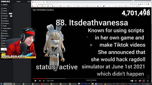 Kreekcraft Reacts To Top 100 Roblox Hackers (sus) смотреть онлайн