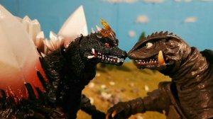 Gamera vs SpaceGodzilla Stop Motion Battle