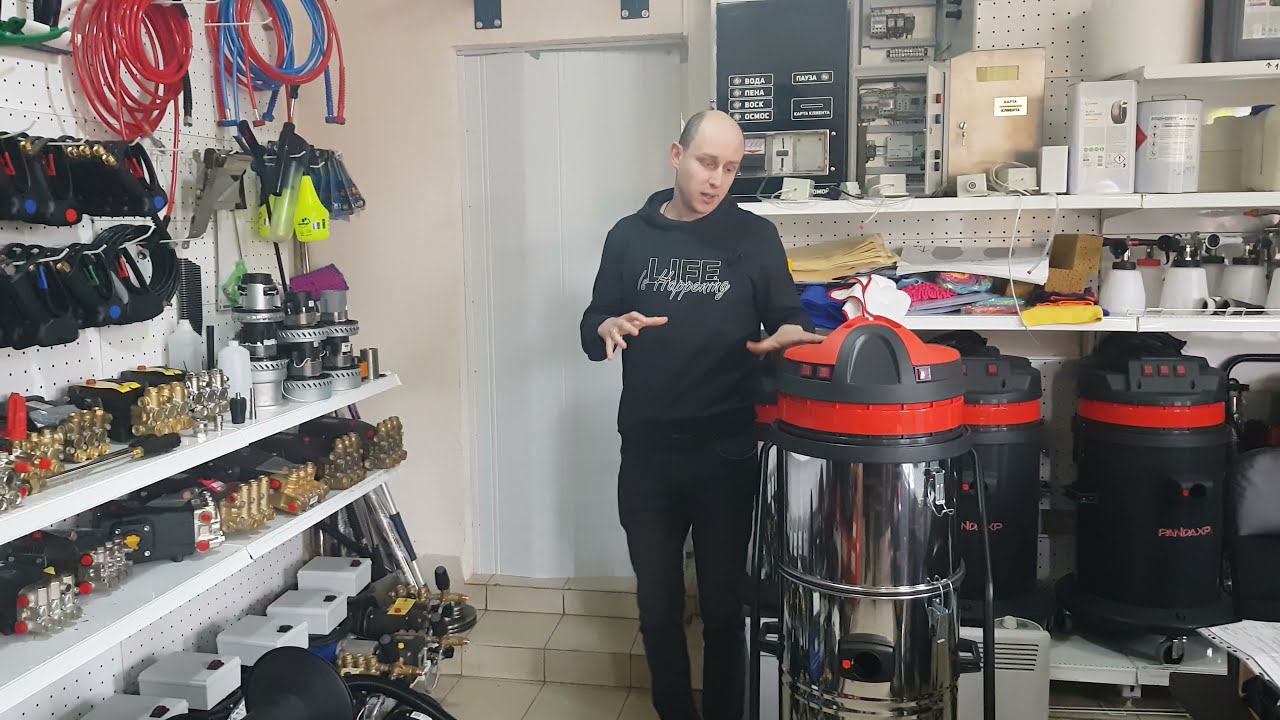 Промышленный пылесос с системой Циклон - тройной фильтр смотреть онлайн