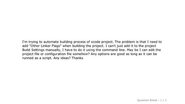 iOS : How to add "Other Linker Flags" to xcode project using command line? смотреть онлайн