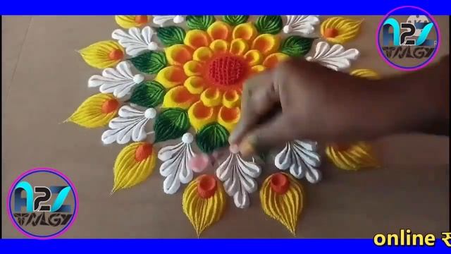 Beautiful designs of rangoli for Diwali easy and Beautiful | How to make rangoli colors at home смотреть онлайн