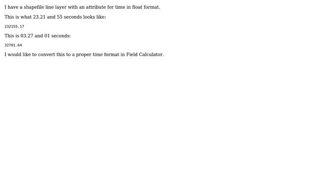 GIS: Convert time in float format to time format смотреть онлайн