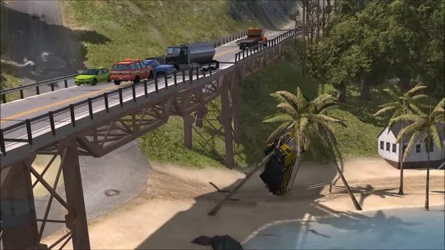 Collapsing Bridge Pileup Crashes 3 | BeamNG смотреть онлайн