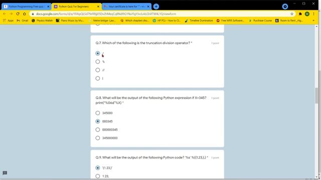 Python Programming Free quiz Certification | Free Certificate | Free Courses With Certificate смотреть онлайн