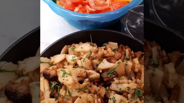 Жареная картошка с грибами. смотреть онлайн