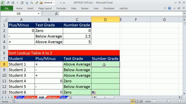 Excel Magic Trick 928: VLOOKUP Grading: Plus, Minus or Zero: Looking Up A Plus, Minus or Zero смотреть онлайн