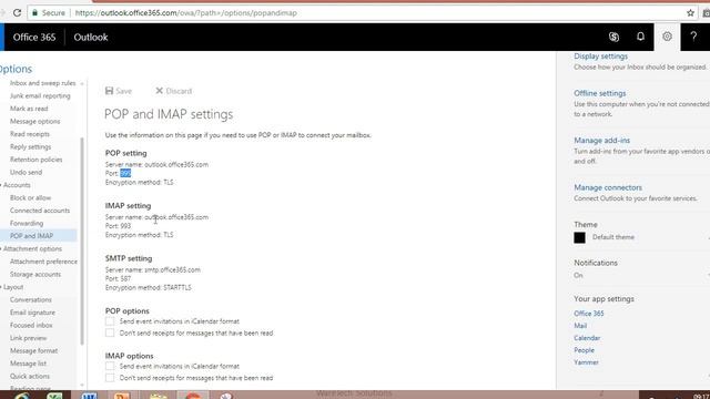 Find SMTP POP & IMAP Setting Information From Office 365 | Outlook | Office 365 | Get SMTP POP IMAP