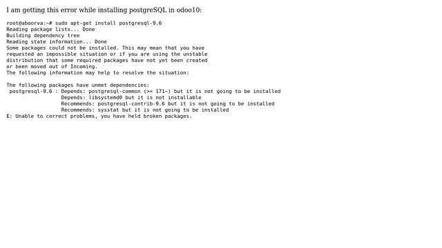 Ubuntu: Dependeny error in installing postgreSQL 9.6 смотреть онлайн