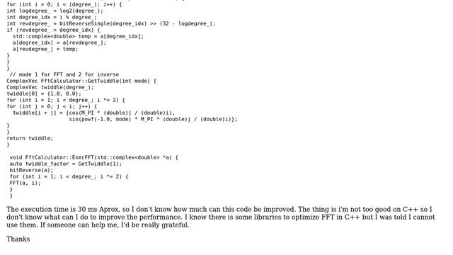 HOW can I optimize this FFT C++ Code without using external libraries? смотреть онлайн