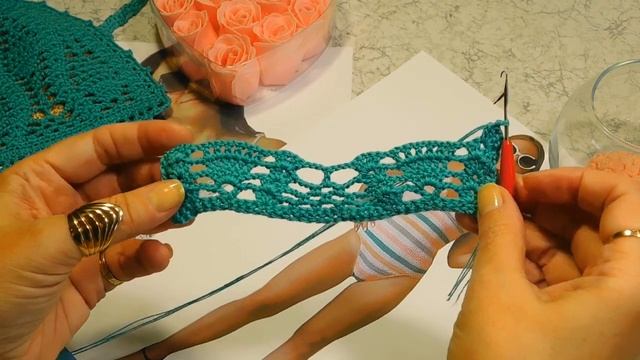 Вяжем шикарный купальник с ажурным лифом. Вязание верхней части купальника смотреть онлайн