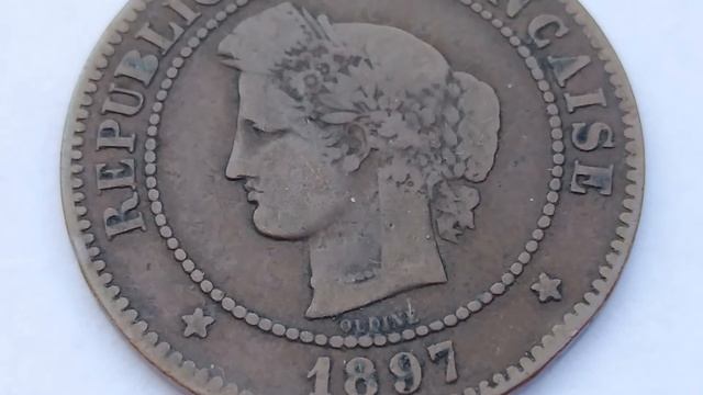 Европа до 1950г. №9)Франция, 5 сантимов 1897 г. / France, 5 sentimes 1897. смотреть онлайн