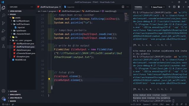 #16 MENGOLAH FILE I/O dengan BUFFERED CHARACTER STREAM pada JAVA | ALGORITMA PEMROGRAMAN 2 смотреть онлайн