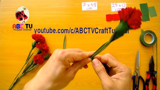 How To Make Red Carnation Paper Flower From Crepe Paper - Craft Tutorial #2 смотреть онлайн