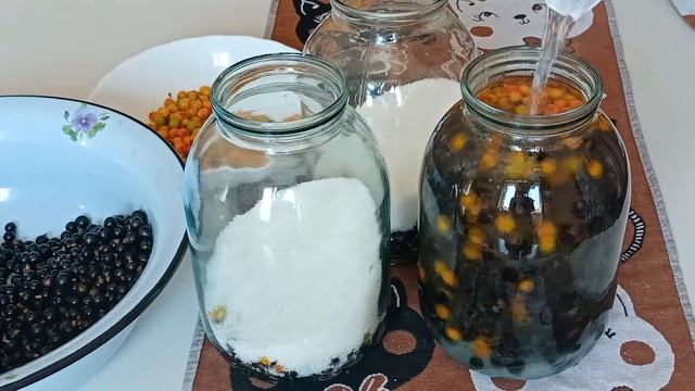Компот из Черной Смородины и Облепихи. Black Currant and Sea Buckthorn Compote. смотреть онлайн