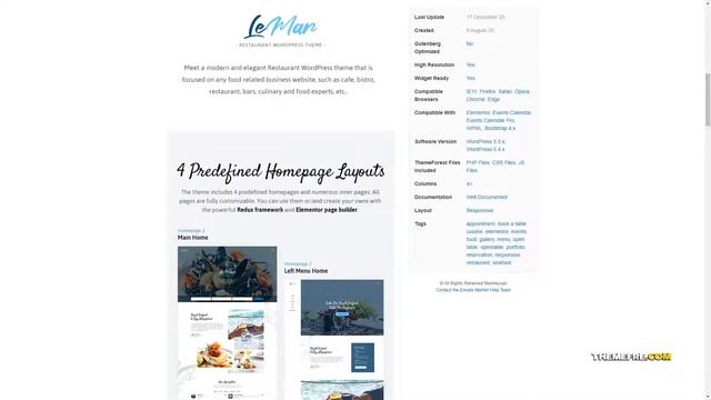 LeMar - Seafood Restaurant WordPress Theme gallery portfolio Easy Create Website смотреть онлайн