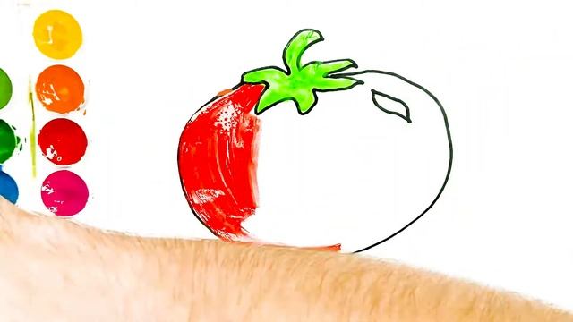 Bolalar uchun Pomidor rasm chizish/Drawing Tomato for kids/Рисование Помидор для детей смотреть онлайн