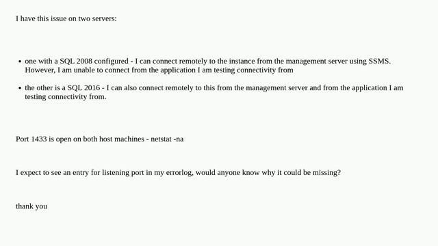 Dba: SQL Server listening port not showing in errorlog смотреть онлайн