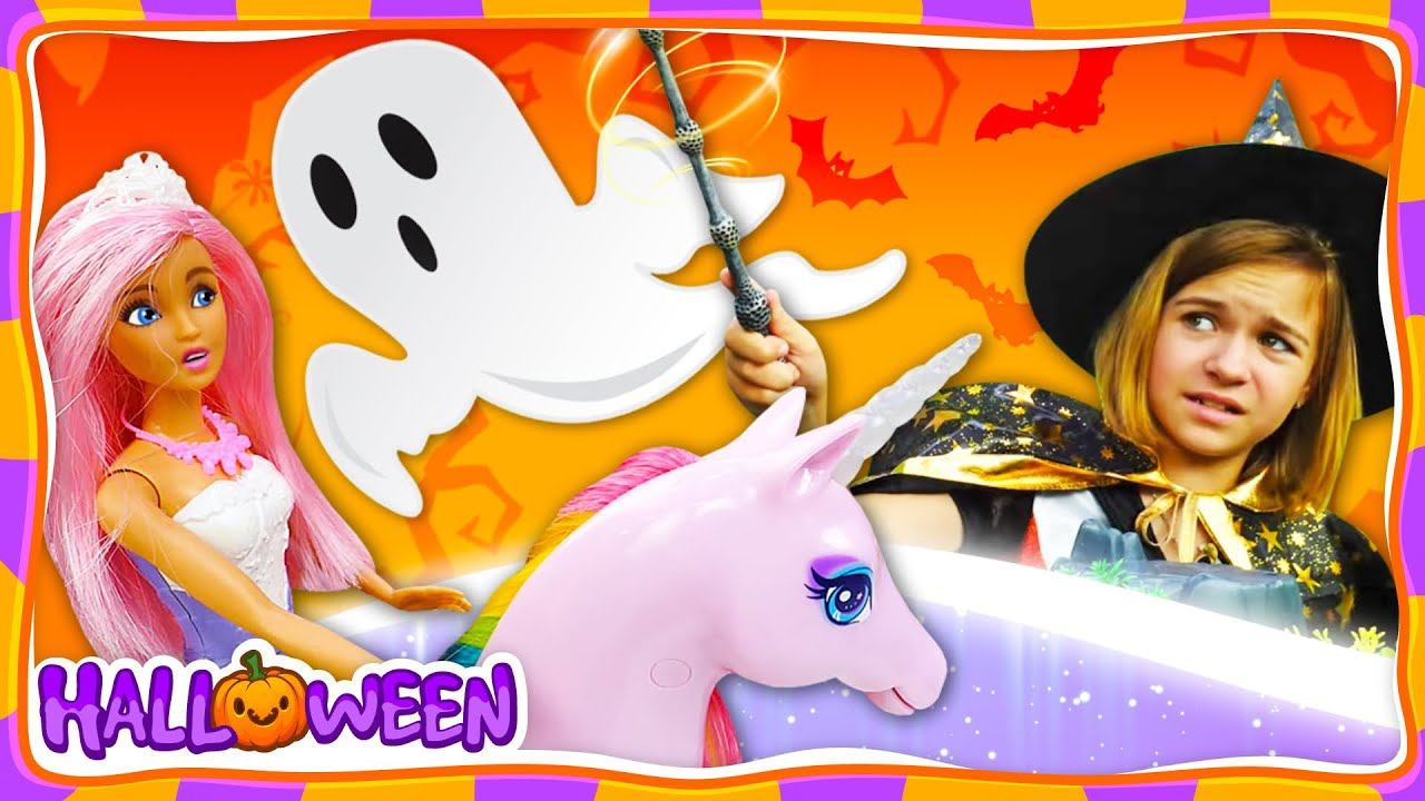 Хэллоуин с Ведьмочкой Юлли. Привидение украло Барби! Мультики для девочек про игрушки на Хэллоуин смотреть онлайн