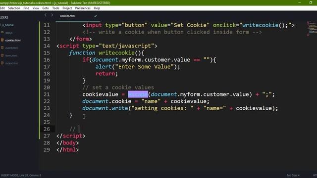 Storing Javascript Cookies, Cookies with Expiration Date, Reading all Available Cookies смотреть онлайн