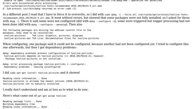 Cannot install or uninstall texlive смотреть онлайн