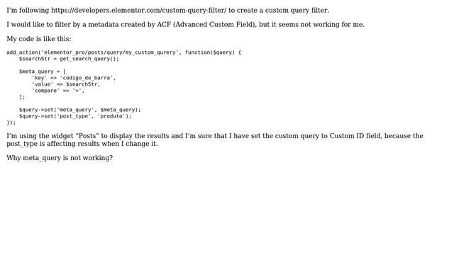 Wordpress: Meta_query is not working on Elementor Custom Query Filter смотреть онлайн