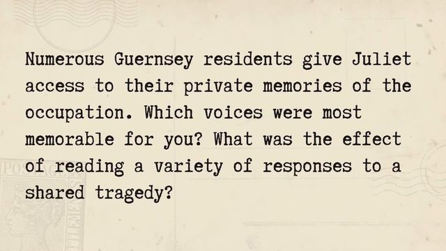Discussion Questions for The Guernsey Literary and Potato Peel Pie Society смотреть онлайн